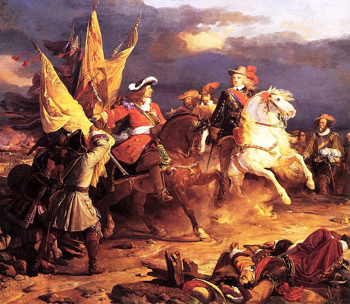 Battle of Villaviciosa -  Philip V and Louis-Joseph, Duke of Vendome, are victorious over Count Guido Starhemberg, 1710, December 10th (Jean Alaux) (1786-1864), Château de Versailles,  MV 2740